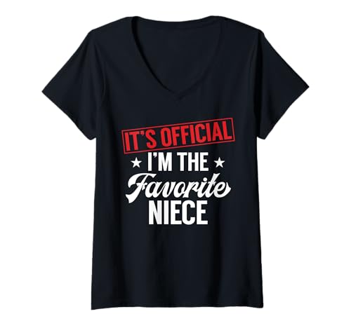 Damen Es ist offiziell Ich Bin die Lieblingsnichte Lustiger Nichtenhumor T-Shirt mit V-Ausschnitt Damen Es ist offiziell Ich Bin die Lieblingsnichte Lustiger Nichtenhumor T-Shirt mit V-Ausschnitt von Funny Humor Niece Gifts From Auntie