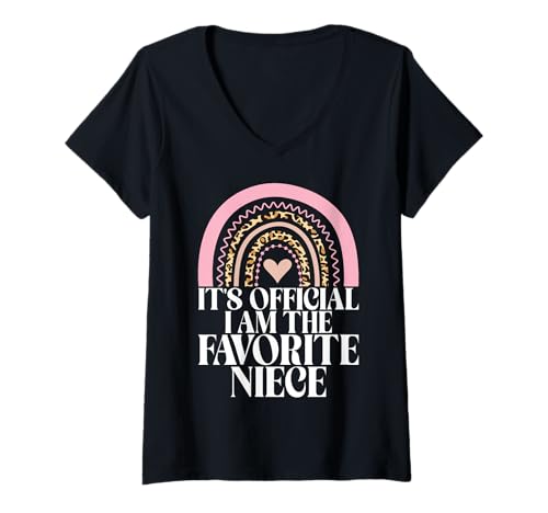 Damen Es ist offiziell Ich Bin die Lieblingsnichte Rainbow Uncle Auntie T-Shirt mit V-Ausschnitt Damen Es ist offiziell Ich Bin die Lieblingsnichte Rainbow Uncle Auntie T-Shirt mit V-Ausschnitt von Funny Humor Niece Gifts From Auntie