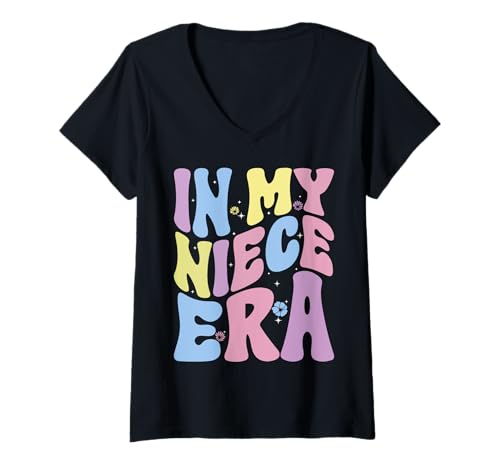 Damen In My Niece Era Groovy Retro-Jugendkindern Fantastischer Nichtenhumor T-Shirt mit V-Ausschnitt Damen In My Niece Era Groovy Retro-Jugendkindern Fantastischer Nichtenhumor T-Shirt mit V-Ausschnitt von Funny Humor Niece Gifts From Auntie