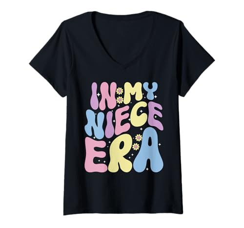 Damen In der Ära meiner Nichte, fetziger Retro-Style, toller Nichtenhumor T-Shirt mit V-Ausschnitt Damen In der Ära meiner Nichte, fetziger Retro-Style, toller Nichtenhumor T-Shirt mit V-Ausschnitt von Funny Humor Niece Gifts From Auntie