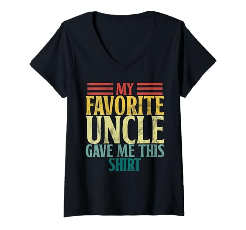 Damen Mein Lieblingsonkel hat Mir Dieses Shirt Retro Nichte geschenkt T-Shirt mit V-Ausschnitt Damen Mein Lieblingsonkel hat Mir Dieses Shirt Retro Nichte geschenkt T-Shirt mit V-Ausschnitt von Funny Humor Niece Gifts From Auntie