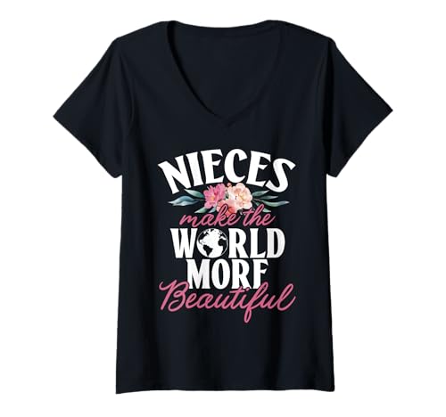 Damen Nichten Machen die Welt schöner Beste Nichte Aller Zeiten T-Shirt mit V-Ausschnitt Damen Nichten Machen die Welt schöner Beste Nichte Aller Zeiten T-Shirt mit V-Ausschnitt von Funny Humor Niece Gifts From Auntie
