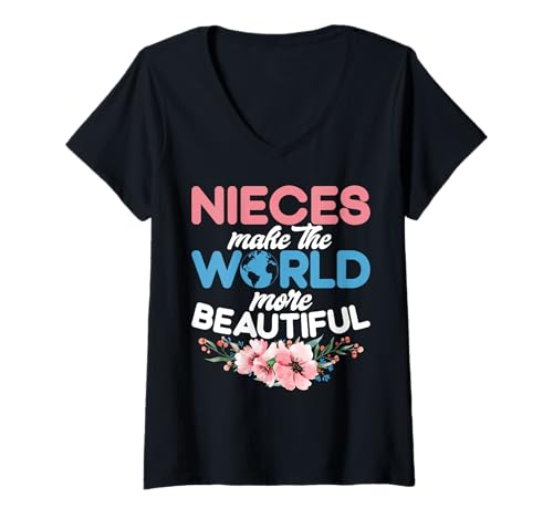 Damen Nichten Machen die Welt schöner Fantastische Nichte T-Shirt mit V-Ausschnitt Damen Nichten Machen die Welt schöner Fantastische Nichte T-Shirt mit V-Ausschnitt von Funny Humor Niece Gifts From Auntie