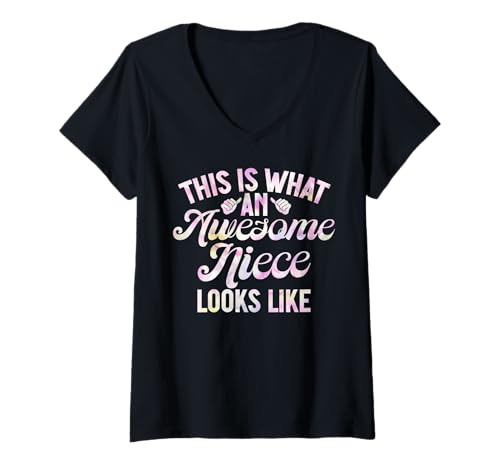 Damen So Sieht eine tolle Nichte aus Tie Dye Nichte T-Shirt mit V-Ausschnitt Damen So Sieht eine tolle Nichte aus Tie Dye Nichte T-Shirt mit V-Ausschnitt von Funny Humor Niece Gifts From Auntie