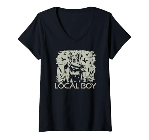 Damen Lokaler Junge Jagdhund T-Shirt mit V-Ausschnitt Damen Lokaler Junge Jagdhund T-Shirt mit V-Ausschnitt von Funny Hunting Dog Apparel