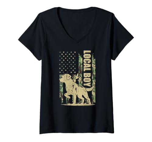 Damen Lokaler Junge Jagdhund T-Shirt mit V-Ausschnitt Damen Lokaler Junge Jagdhund T-Shirt mit V-Ausschnitt von Funny Hunting Dog Apparel