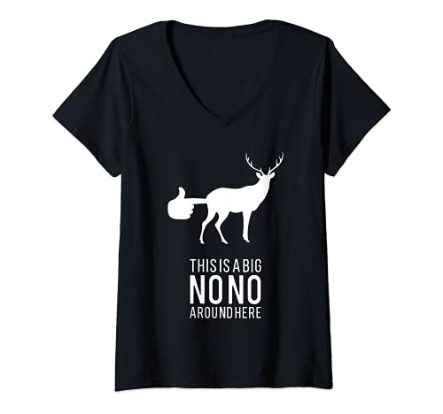 Damen Lustiger Hirsch-Hintern mit Aufschrift "This Is A Big Nono Around Here". T-Shirt mit V-Ausschnitt Damen Lustiger Hirsch-Hintern mit Aufschrift "This Is A Big Nono Around Here". T-Shirt mit V-Ausschnitt von Funny Hunting Tee Shirt Gift