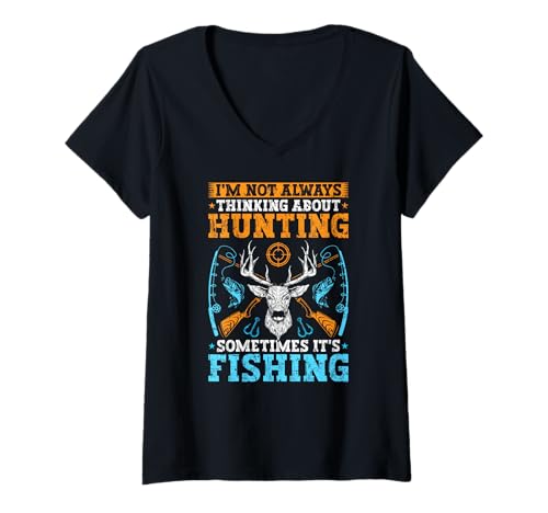 Damen Ich denke Nicht Immer an Jagd Angeln T-Shirt mit V-Ausschnitt Damen Ich denke Nicht Immer an Jagd Angeln T-Shirt mit V-Ausschnitt von Funny Hunting & Fishing Apparel