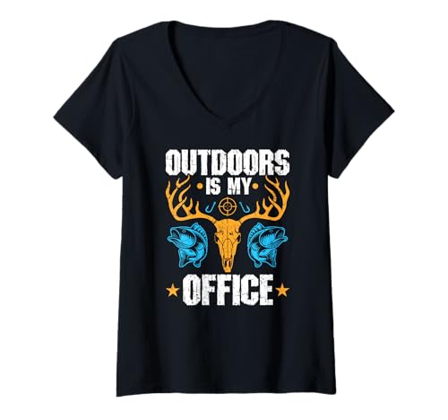 Damen Outdoors is My Office Jagd Angeln T-Shirt mit V-Ausschnitt Damen Outdoors is My Office Jagd Angeln T-Shirt mit V-Ausschnitt von Funny Hunting & Fishing Apparel