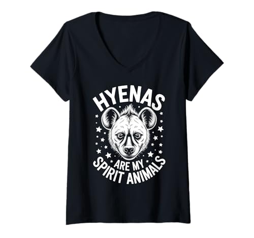 Damen Hyänen Geist Tiere Lustige Hyäne T-Shirt mit V-Ausschnitt Damen Hyänen Geist Tiere Lustige Hyäne T-Shirt mit V-Ausschnitt von Funny Hyenas Cool Hyena Design