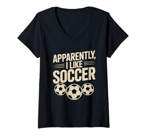 Damen Lustig scheinbar I Like Soccer Fußball Fan Humor Vintage T-Shirt mit V-Ausschnitt Damen Lustig scheinbar I Like Soccer Fußball Fan Humor Vintage T-Shirt mit V-Ausschnitt von Funny I Like Soccer Fan Humor