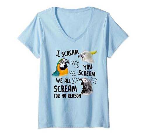 Damen I Scream You Scream Funny Papagei T-Shirt mit V-Ausschnitt Damen I Scream You Scream Funny Papagei T-Shirt mit V-Ausschnitt von Funny I Scream You Scream Parrot Tee Shirt