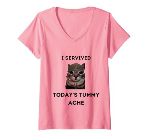 Damen Lustig, DASS ich den heutigen Witz über Bauchschmerzen überlebt Habe T-Shirt mit V-Ausschnitt Damen Lustig, DASS ich den heutigen Witz über Bauchschmerzen überlebt Habe T-Shirt mit V-Ausschnitt von Funny I Survived Today's Tummy Ache Joke Tee's