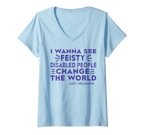 Damen Ich möchte sehen, wie lebhafte behinderte Menschen die Welt verändern T-Shirt mit V-Ausschnitt von Funny I Wanna See Feisty Disabled People Tee Shirt