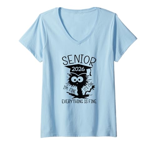 Damen Abiturjahr 2026, Highschool-Abschlussjahr, Klasse von 26 T-Shirt mit V-Ausschnitt Damen Abiturjahr 2026, Highschool-Abschlussjahr, Klasse von 26 T-Shirt mit V-Ausschnitt von Funny I'm Fine 2026 College High School Senior Co