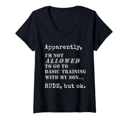 Damen Anscheinend Bin ich Nicht erlaubt, zur Grundausbildung zu gehen T-Shirt mit V-Ausschnitt Damen Anscheinend Bin ich Nicht erlaubt, zur Grundausbildung zu gehen T-Shirt mit V-Ausschnitt von Funny I'm Not Allowed To Go To Basic Training Tee