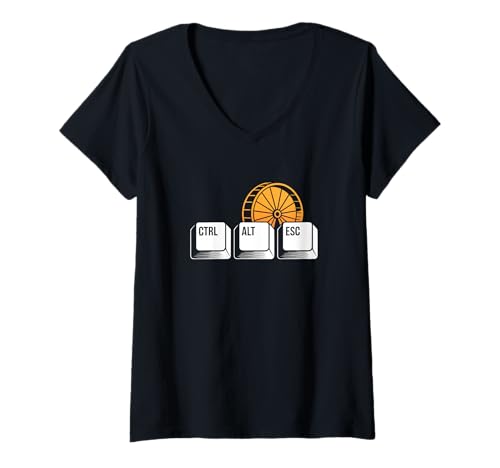 Damen Tech Office Humor - Ctrl Alt Esc Hamsterrad T-Shirt mit V-Ausschnitt Damen Tech Office Humor - Ctrl Alt Esc Hamsterrad T-Shirt mit V-Ausschnitt von Funny IT Computer Work Designs