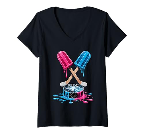 Damen Hockeyschläger Eiscreme Streuen Drip Sport Junge Jugend Spieler T-Shirt mit V-Ausschnitt Damen Hockeyschläger Eiscreme Streuen Drip Sport Junge Jugend Spieler T-Shirt mit V-Ausschnitt von Funny Ice Cream Drippy Hockey Sticks Fan Apparel