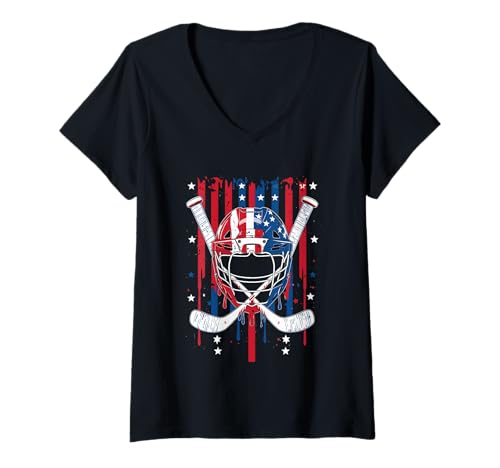 Damen Hockeyschläger Eiscreme Streuen Drip Sport Junge Jugend Spieler T-Shirt mit V-Ausschnitt Damen Hockeyschläger Eiscreme Streuen Drip Sport Junge Jugend Spieler T-Shirt mit V-Ausschnitt von Funny Ice Cream Drippy Hockey Sticks Fan Apparel