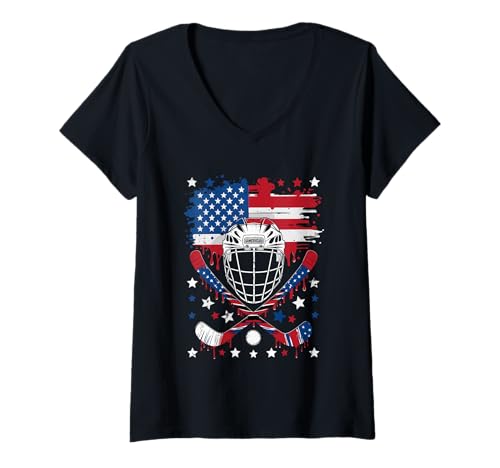 Damen Hockeyschläger Eiscreme Streuen Drip Sport Junge Jugend Spieler T-Shirt mit V-Ausschnitt Damen Hockeyschläger Eiscreme Streuen Drip Sport Junge Jugend Spieler T-Shirt mit V-Ausschnitt von Funny Ice Cream Drippy Hockey Sticks Fan Apparel