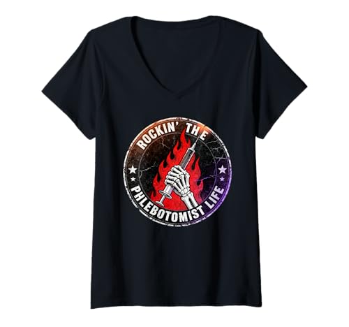 Damen IV PICC Funny Rocking The Phlebotomist Life T-Shirt mit V-Ausschnitt Damen IV PICC Funny Rocking The Phlebotomist Life T-Shirt mit V-Ausschnitt von Funny Infusion Nurse