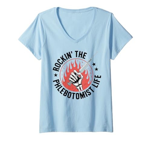 Damen IV PICC Funny Rocking The Phlebotomist Life T-Shirt mit V-Ausschnitt Damen IV PICC Funny Rocking The Phlebotomist Life T-Shirt mit V-Ausschnitt von Funny Infusion Nurse