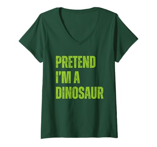 Damen Lustiges faules Halloween Tu so, als wäre ich EIN Dinosaurier T-Shirt mit V-Ausschnitt von Funny Inspirational Quotes from the Pumpkin Patch