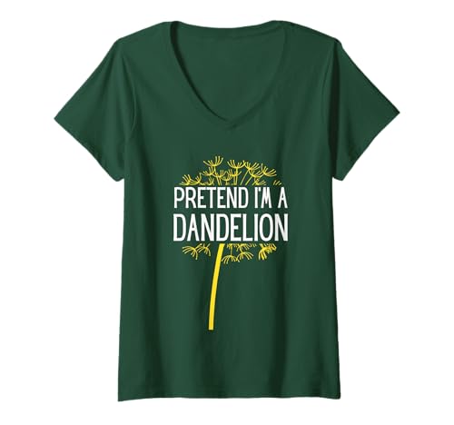 Damen Pretend I'm A Dandelion Easy Halloween Kostüm T-Shirt mit V-Ausschnitt von Funny Inspirational Quotes from the Pumpkin Patch
