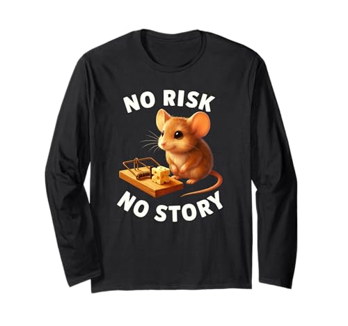 No Risk No Story Cute Mouse Motivationsgeschenk für Herren und Damen Langarmshirt No Risk No Story Cute Mouse Motivationsgeschenk für Herren und Damen Langarmshirt von Funny Inspirational Rat Birthday Holiday Present
