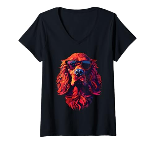 Damen Cool Sonnenbrille mit Aufschrift "Dog Dad Mom" – Irish Setter T-Shirt mit V-Ausschnitt Damen Cool Sonnenbrille mit Aufschrift "Dog Dad Mom" – Irish Setter T-Shirt mit V-Ausschnitt von Funny Irish Setter Gift for Men, Women, Dad & Mom
