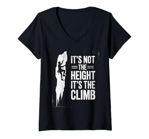 Damen Klettern Es ist Nicht die Höhe, es ist der Aufstieg T-Shirt mit V-Ausschnitt Damen Klettern Es ist Nicht die Höhe, es ist der Aufstieg T-Shirt mit V-Ausschnitt von Funny It's Not The Height It's The Climb