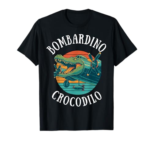 Bombardino Crocodilo Italian Brainrot Meme Retro Sunset Herren T-Shirt Bombardino Crocodilo Italian Brainrot Meme Retro Sunset Herren T-Shirt von Funny Italian Brainrot Crocodile Vintage Kids Boys