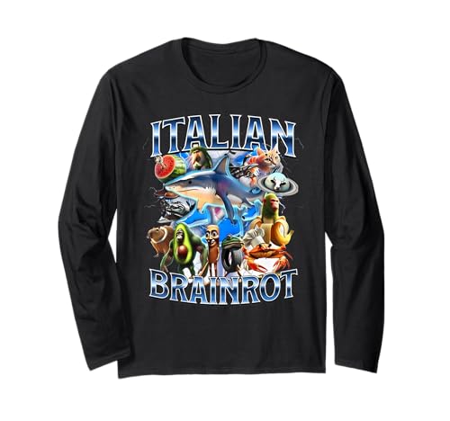 Tralalero Tralala Italian Brainrot Lustiges Hai-Meme für Kinder Langarmshirt Tralalero Tralala Italian Brainrot Lustiges Hai-Meme für Kinder Langarmshirt von Funny Italian Brainrot Gen Z Humor Meme Men Women