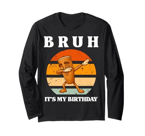 Bruh It's My Birthday Dabbing Tung Tung Sahur Kinder Jungen Langarmshirt von Funny Italian Brainrot Meme Bday Party Costume Kid