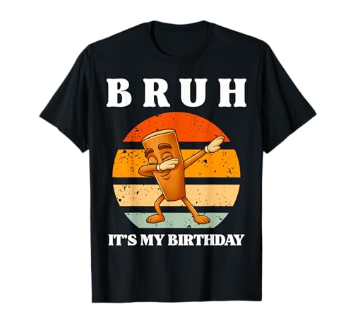 Bruh It's My Birthday Dabbing Tung Tung Sahur Kinder Jungen T-Shirt von Funny Italian Brainrot Meme Bday Party Costume Kid