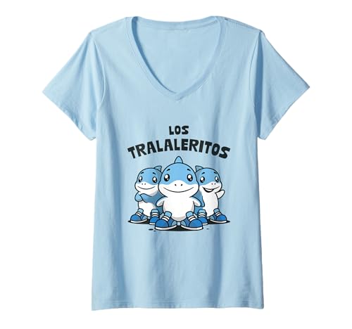 Damen Los Tralaleritos Lustiges Meme für Kinder T-Shirt mit V-Ausschnitt Damen Los Tralaleritos Lustiges Meme für Kinder T-Shirt mit V-Ausschnitt von Funny Italian Brainrot