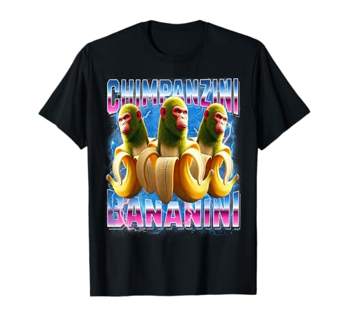 Chimpanzini-Bananini Italienisch-Brainrot Lustig Gen Z Männer Frauen T-Shirt von Funny Italian-brainrot Ai Generated Animals Meme