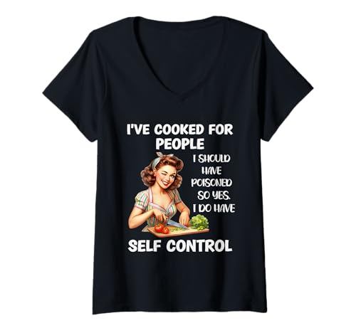 Damen Ich Habe für Leute gekocht, die ich hätte vergiften sollen, Also ja, das tue ich T-Shirt mit V-Ausschnitt Damen Ich Habe für Leute gekocht, die ich hätte vergiften sollen, Also ja, das tue ich T-Shirt mit V-Ausschnitt von Funny Ive Cooked For People I Should Have Poisoned
