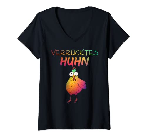 Damen Verrücktes Huhn | Verrückte Hühner | Verrücktes Huhn T-Shirt mit V-Ausschnitt Damen Verrücktes Huhn | Verrückte Hühner | Verrücktes Huhn T-Shirt mit V-Ausschnitt von Funny JGA Geschenke