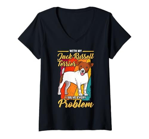 Damen Mit Meinem Jack Russel Terrier löse ich jedes Problem T-Shirt mit V-Ausschnitt Damen Mit Meinem Jack Russel Terrier löse ich jedes Problem T-Shirt mit V-Ausschnitt von Funny Jack Russel Terrier Gifts for Dog Lovers