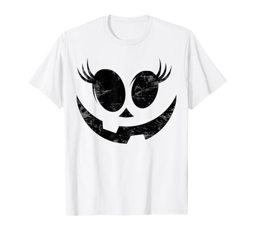 Lustiges Kürbisgesicht Jack O Laterne Wimpern Halloween Frauen T-Shirt von Funny Jack o Lantern Pumpkin Face Halloween