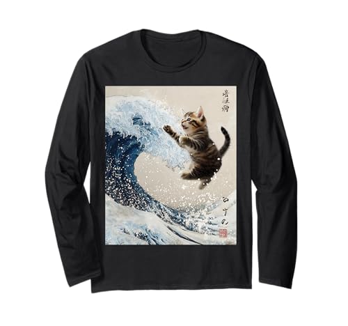 Japanische Katze Papa Meme Niedlich Lustig Männer Frauen Kinder Welle Langarmshirt Japanische Katze Papa Meme Niedlich Lustig Männer Frauen Kinder Welle Langarmshirt von Funny Japanese Cat Gifts Co.