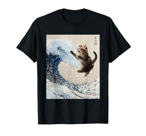 Japanische Katze Papa Meme Niedlich Lustig Männer Frauen Kinder Welle T-Shirt Japanische Katze Papa Meme Niedlich Lustig Männer Frauen Kinder Welle T-Shirt von Funny Japanese Cat Gifts Co.