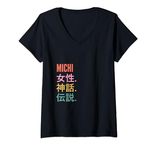 Damen Funny Japanese First Name Design - Michi T-Shirt mit V-Ausschnitt Damen Funny Japanese First Name Design - Michi T-Shirt mit V-Ausschnitt von Funny Japanese First Name Designs for Women