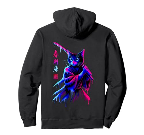 Samurai-Katze, japanischer Krieger, Tropfkunst, Herren, Damen, Kinder Pullover Hoodie Samurai-Katze, japanischer Krieger, Tropfkunst, Herren, Damen, Kinder Pullover Hoodie von Funny Japanese Graphic Gifts