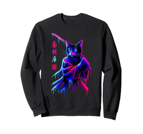 Samurai-Katze, japanischer Krieger, Tropfkunst, Herren, Damen, Kinder Sweatshirt Samurai-Katze, japanischer Krieger, Tropfkunst, Herren, Damen, Kinder Sweatshirt von Funny Japanese Graphic Gifts