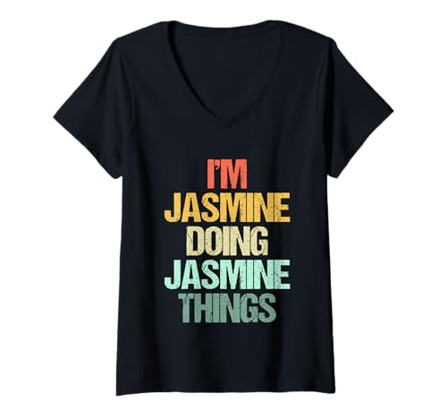 Damen I'm Jasmine Doing Jasmine Things - Lustiger Spruch Name Jasmin T-Shirt mit V-Ausschnitt von Funny Jasmine Sayings & Funny Jasmine Designs