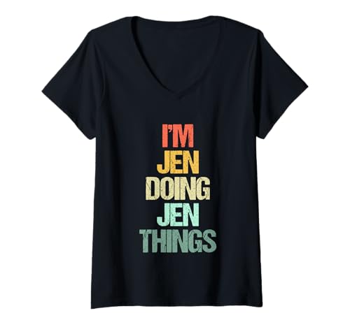 Damen I'm Jen Doing Jen Things - Lustiger Männer-Namensausspruch Süßer Name Jen T-Shirt mit V-Ausschnitt von Funny Jen Sayings & Funny Jen Designs