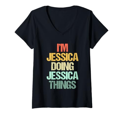 Damen I'm Jessica Doing Jessica Things - Lustiger Spruch Name Jessica T-Shirt mit V-Ausschnitt von Funny Jessica Sayings & Funny Jessica Designs