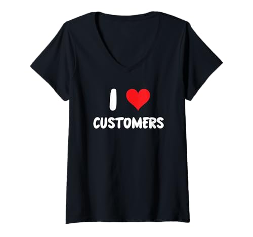 Damen I Love Customers - Heart - Sales Call Center Retail Store T-Shirt mit V-Ausschnitt Damen I Love Customers - Heart - Sales Call Center Retail Store T-Shirt mit V-Ausschnitt von Funny Job Hobby Boss Co-Worker for Men Women by RJ